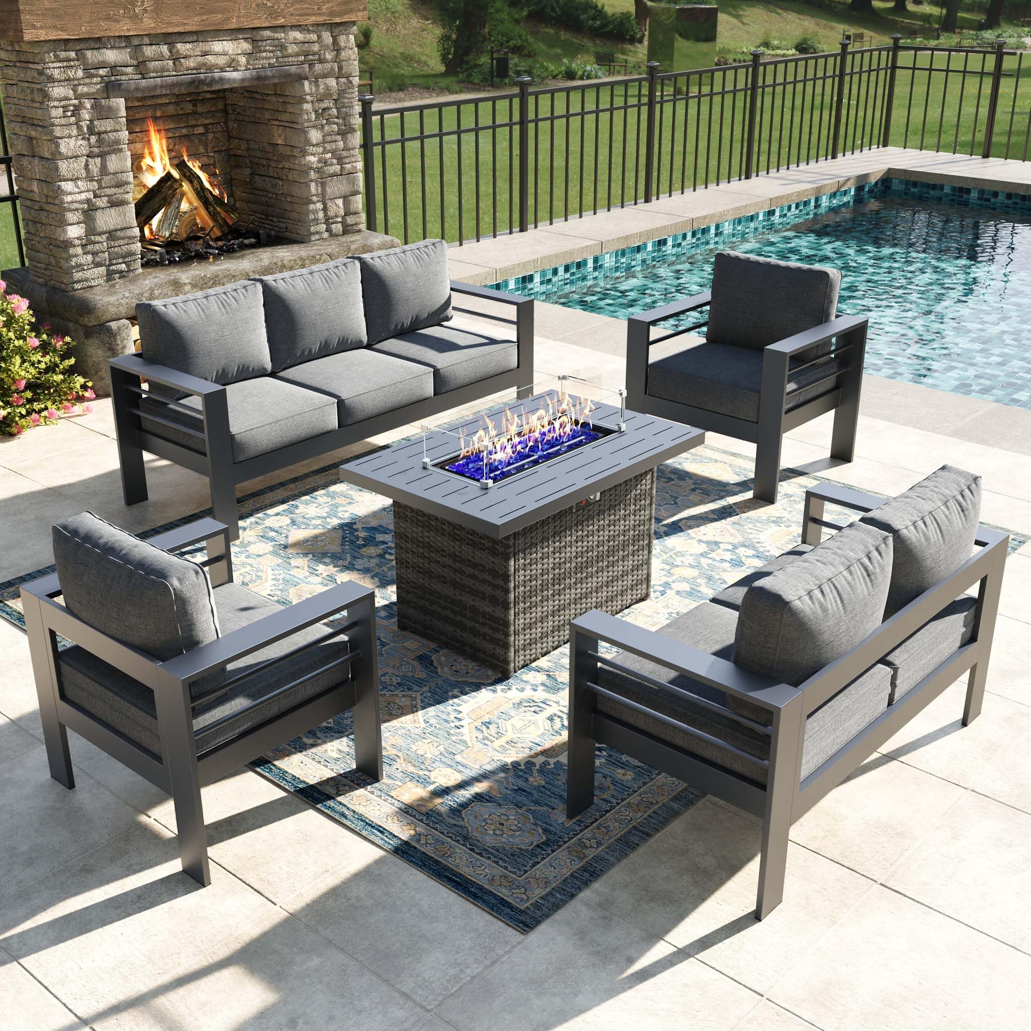 Amazon.com: Vakollia 5 Pieces Modern Aluminum Patio Furniture Set